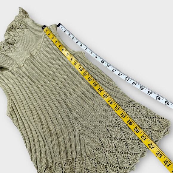 Cato Vintage Crochet Sleeveless Ribbed Knit Sweater Bertha Collar Size S Tan - Picture 15 of 16
